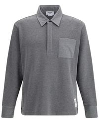 Thom Browne - Gray Cotton Polo Shirt - Lyst