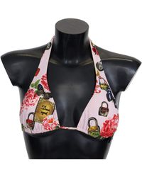 Dolce & Gabbana - Color Floral Butterfly Padlock Bikini Tops - Lyst