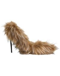 Dolce & Gabbana - Brown Fur Leather High Heels Pumps Shoes - Lyst