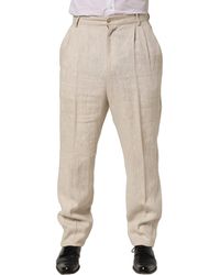 Dolce & Gabbana - Linen Tapered Dress Trouser Pants - Lyst