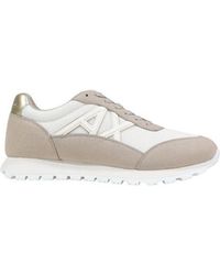 ARMANI EXCHANGE - Beige Polyester Athletic Sneakers - Lyst