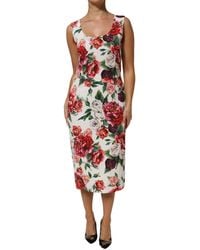 Dolce & Gabbana - Multicolor Floral Print Viscose Sheath Dress - Lyst