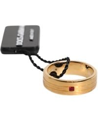 Dolce & Gabbana - Tone Brass Crystal Dg Logo Ring - Lyst