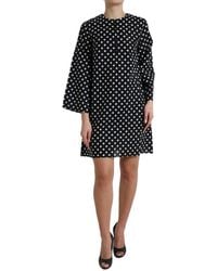 Dolce & Gabbana - Black White Polka Dot Nylon Shift Mini Dress - Lyst