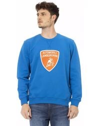 Automobili Lamborghini - Cerulean Crewneck With Maxi Logo Print - Lyst