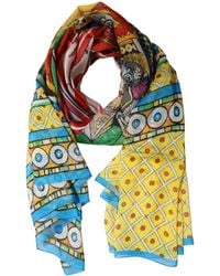 Dolce & Gabbana - Multicolor Silk Printed Shawl Stole Scarf - Lyst