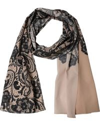 Dolce & Gabbana - Black Beige Floral Lace Silk Neck Shawl Scarf - Lyst
