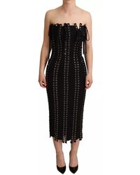 Dolce & Gabbana - Black Cady Sleeveless Lace Up Bodycon Dress - Lyst