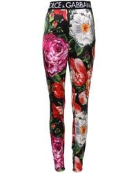 Dolce & Gabbana - Multicolor Floral Legging Stretch Waist Pants - Lyst