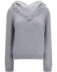 Prada - Gray Cashmere Sweatshirt - Lyst
