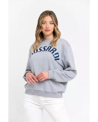 Trussardi - E Melange Grey Print Blue Sweater - Lyst