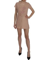 Pink Memories - Pink Lace Short Sleeve Shift Mini Dress - Lyst
