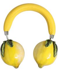 Dolce & Gabbana - Yellow Vibrant Lemon Leather Headset Headphones - Lyst