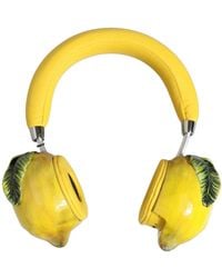 Dolce & Gabbana - Yellow Vibrant Lemon Leather Headset Headphones - Lyst