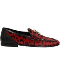 Dolce & Gabbana - Red Leopard Print Pony Hair Dress Loafers Shoes - Lyst