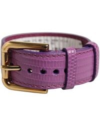 Dolce & Gabbana - Purple Textured Leather Gold Buckle Belt Strap Bracelet - Lyst