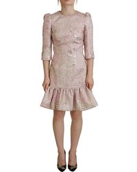 Dolce & Gabbana - Elegant Jacquard Midi Sheath Dress - Lyst