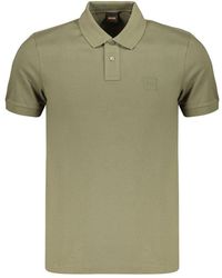 BOSS - Green Cotton Men's Polo Shirt - Lyst
