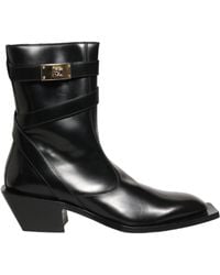 Dolce & Gabbana - Black Leather Dg Plaque Mid Calf Boots Shoes - Lyst