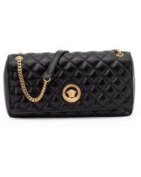 Versace - Black Quilted Leather Shoulder Strap Bag - Lyst