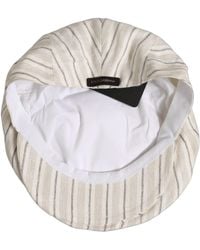 Dolce & Gabbana - Men Off White Striped Linen Newsboy Capello Hat - Lyst