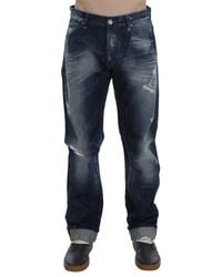 Acht - Blue Wash Cotton Denim Regular Fit Jeans - Lyst
