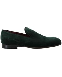 Dolce & Gabbana - Green Suede Leather Slippers Loafers - Lyst