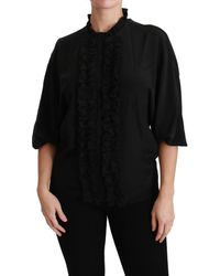 Dolce & Gabbana - Black Silk Shirt Rud Top Blouse - Lyst