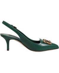 Dolce & Gabbana - Green Leather Amore Heels Slingbacks Shoes - Lyst
