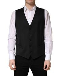 Dolce & Gabbana - Black Wool Single Breasted Men Waistcoat Vest - Lyst