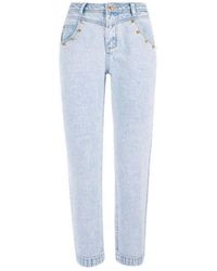 Yes-Zee - Blue Cotton Boyfriend Jeans - Lyst