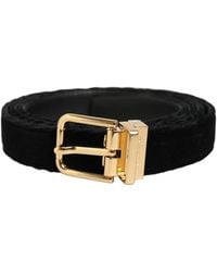 Dolce & Gabbana - Men Black Velvet Gold Tone Metal Buckle Belt - Lyst