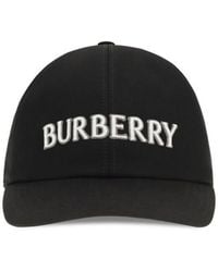 Burberry - Black Cotton Cap (baseball Hat) - Lyst