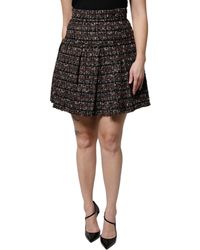 Dolce & Gabbana - Multicolor High Waist Tartan Tweed Mini Skirt - Lyst