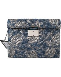 Dolce & Gabbana - Blue Silver Jacquard Leather Document Briefcase Bag - Lyst