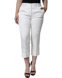 Dolce & Gabbana - Floral Brocade Cotton Cropped Pants - Lyst