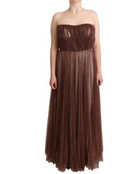 Dolce & Gabbana - Elegant Metallic Bronze Long Gown - Lyst