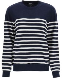 A.P.C. - 'phoebe' Striped Cashmere And Cotton Sweater - Lyst