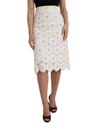 Dolce & Gabbana - Floral Pencil Straight Lace Skirt - Lyst