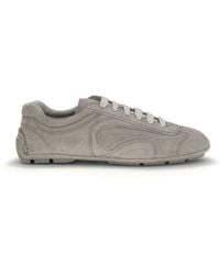 Prada - Beige Calf Leather Bos Taurus Athletic Sneakers - Lyst