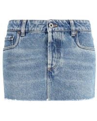 Miu Miu - Blue Cotton Mini Skirt - Lyst
