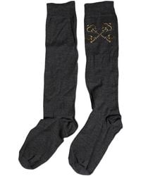 Dolce & Gabbana - Wool Over The Calf Knee High Accessory Socks Virgin Nylon Elastane Clothing - Lyst