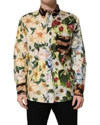 Dolce & Gabbana - Multicolor Floral Animal Print Collared Shirt - Lyst