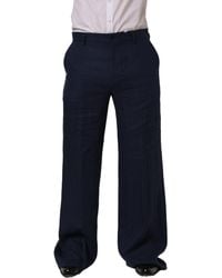 Dolce & Gabbana - Blue Linen Straight Men Dress Trouser Pants - Lyst
