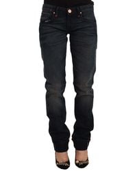 Acht - Black Washed Cotton Skinny Denim Low Waist Jeans - Lyst