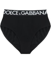 Dolce & Gabbana High Waist Briefs With Logo Band - Black