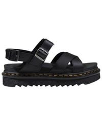 Dr. Martens - Black Leather Flat Sandals - Lyst