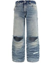 PDF CHANNEL - Blue Viscose Relaxed Fit Jeans - Lyst