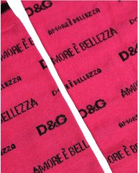 Dolce & Gabbana - Pink Cotton Logo Print Mid Calf Accessory Socks - Lyst