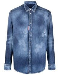 DSquared² - Distressed Effect Denim Shirt - Lyst